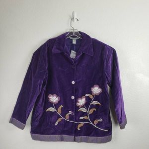 Jessica Holbrook Womens Velvet Shirt Jacket L EUC